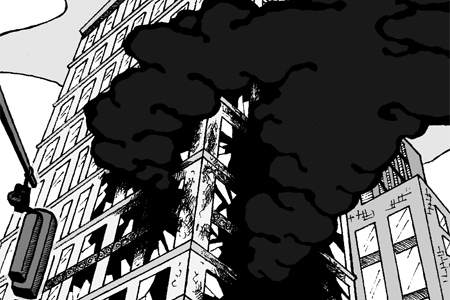 Bug-Man Flees Exploding Apartment Building